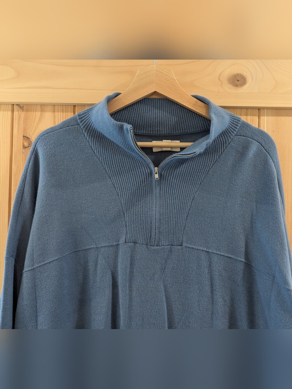 2/$40 Hudson North Blue Quarter Zip Cashmere Blend Sweater - Picture 3 of 8